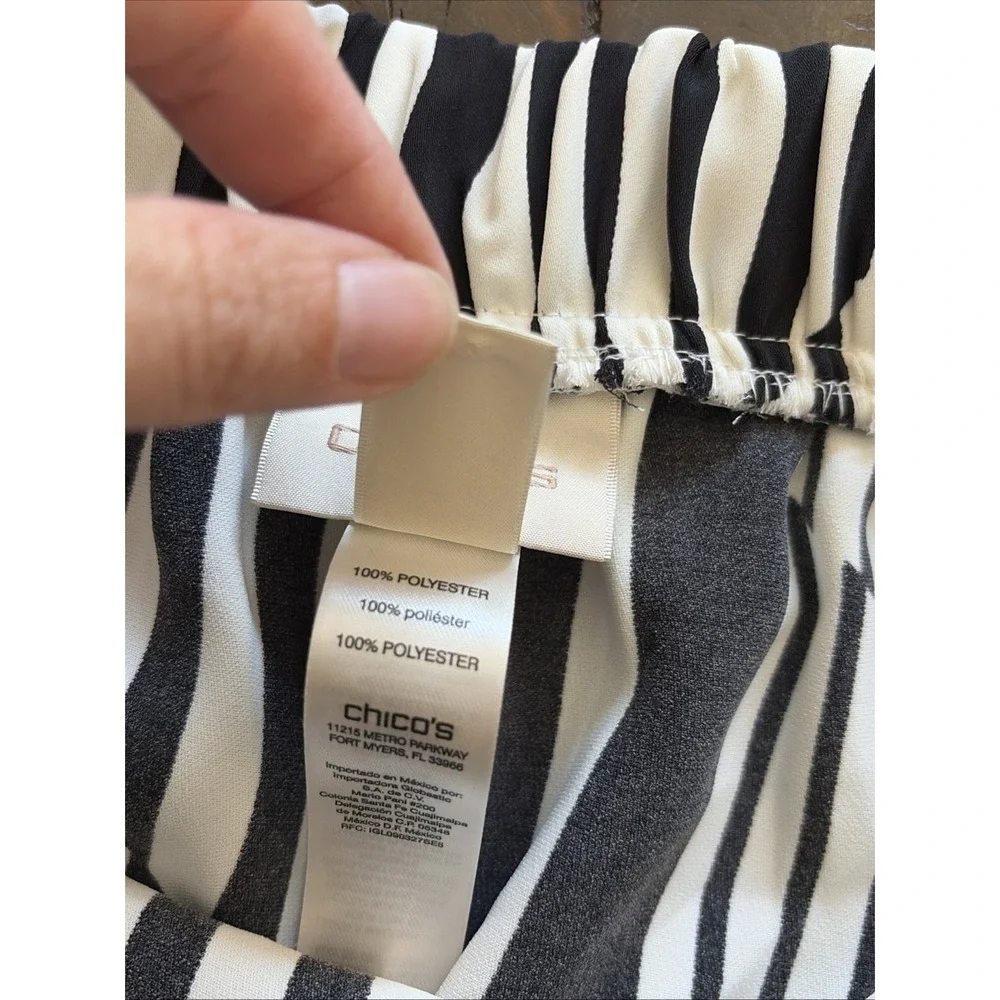 Chico's Geometric Crop Pants Womens 2 XL Black White Wide Leg Striped Bold Artsy